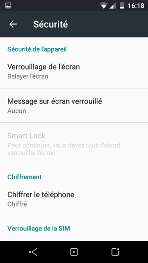 Sélectionnez Verrouillage de l'écran