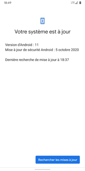 Si votre téléphone est à jour, vous verrez l'écran suivant