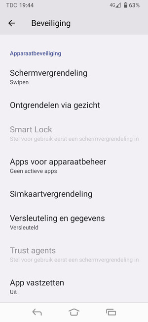Scroll naar en selecteer Simkaartvergrendeling