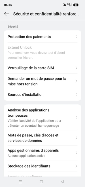 Faites défiler et sélectionnez Verrouillage de la carte SIM