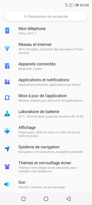 Sélectionnez Réseau et Internet