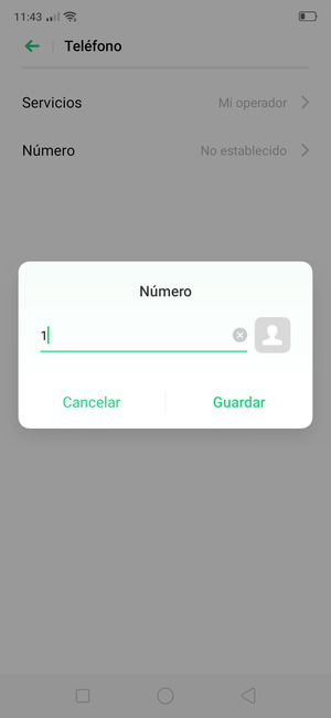 Introduzca el Número del buzón de voz y seleccione Guardar