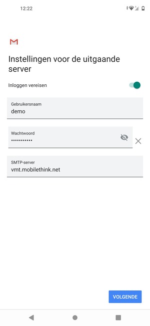 Voer Uitgaand serveradres in