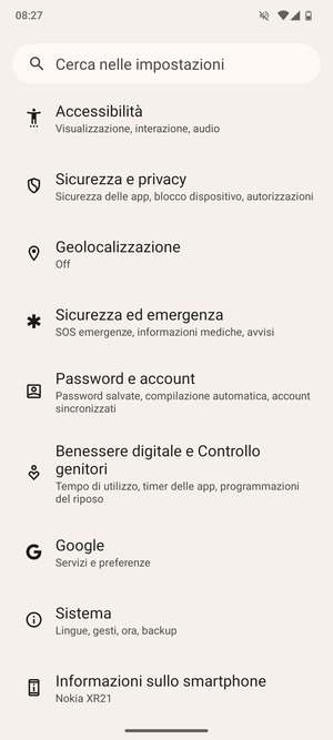 Scorri e seleziona Sicurezza e privacy