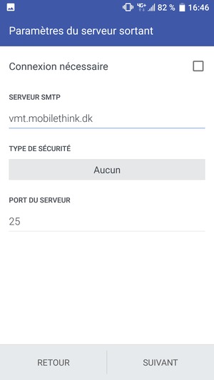 Décochez la case Connexion nécessaire et sélectionnez SUIVANT
