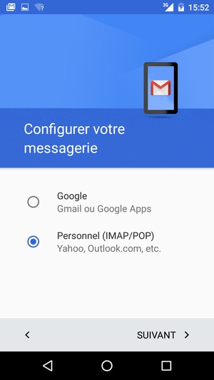 Sélectionnez Personnel (IMAP/POP) puis SUIVANT