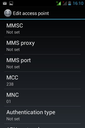 Scroll down and enter MMS information