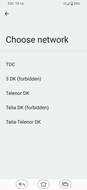 Select a network operator from the list