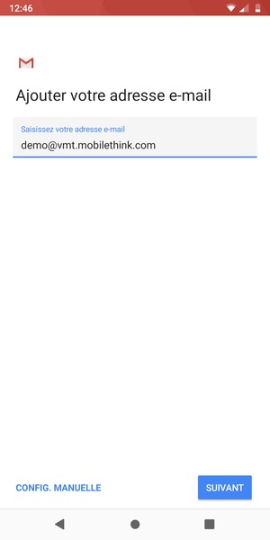 Saisissez votre adresse e-mail et sélectionnez SUIVANT