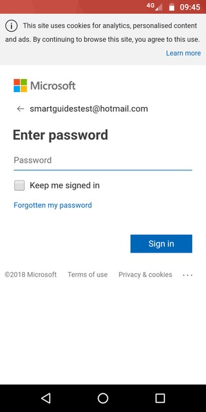 Enter your password and select Sign in