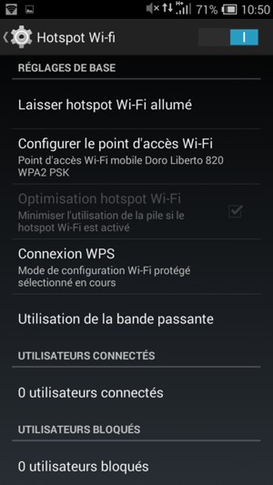 Votre téléphone est maintenant configuré pour être utilisé comme modem