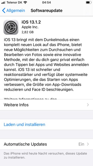 Falls Ihr Handy nicht aktualisiert ist, wählen Sie Laden und installieren