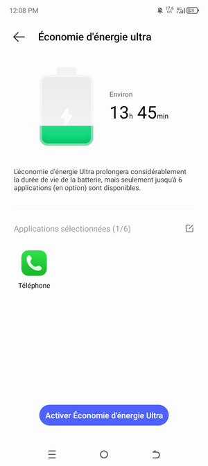 Sélectionnez Activer Économie d'énergie Ultra