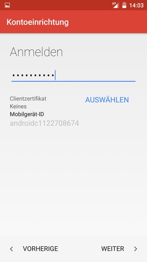 Geben Sie Ihre Passwort ein und wählen Sie WEITER