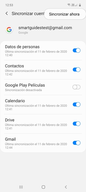 Seleccione Sincronizar ahora