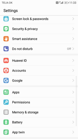 Scroll to and select Battery