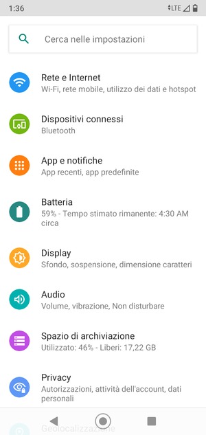 Seleziona Rete e Internet
