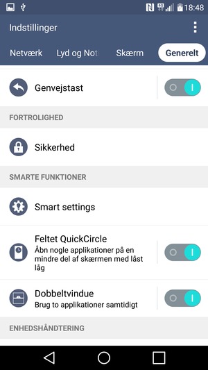 Scroll til og vælg Sikkerhed