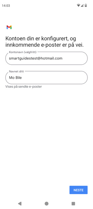 Gi kontoen din et navn, og skriv inn navnet ditt. Velg NESTE