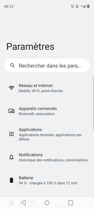 Sélectionnez Réseau et Internet