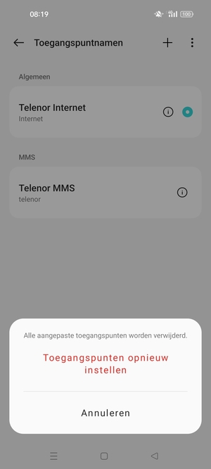 Selecteer Toegangspunten opnieuw instellen