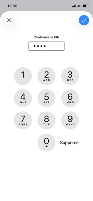 Veuillez confirmer votre Nouveau PIN et sélectionner OK