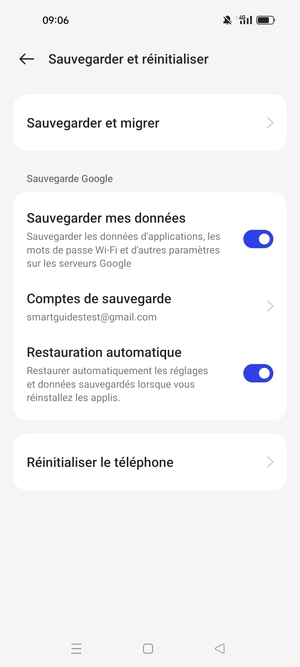 Sélectionnez Comptes de sauvegarde