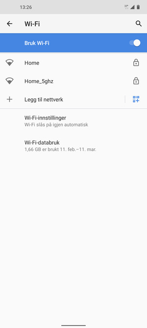 Velg det trådløse nettverket du vil koble til