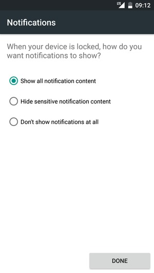 Select your preferred option and select DONE