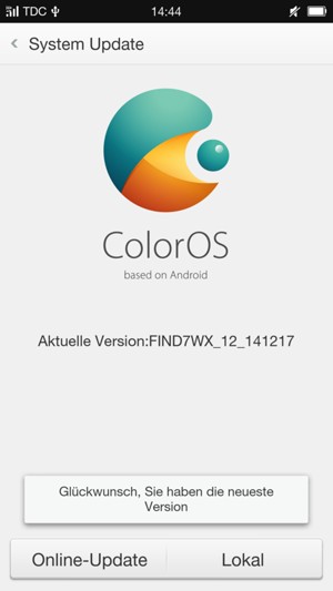 Falls Ihr Handy aktualisiert ist, wird Ihnen der folgende Bildschirm angezeigt.