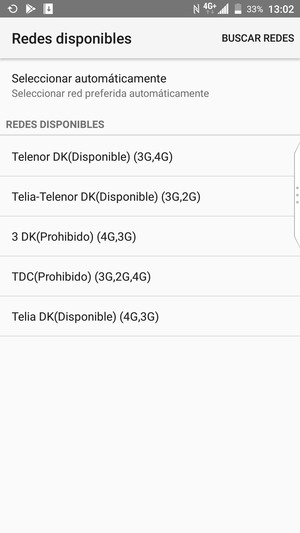 Seleccione un operador de red de la lista