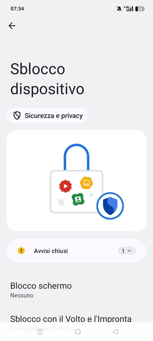 Seleziona Blocco schermo