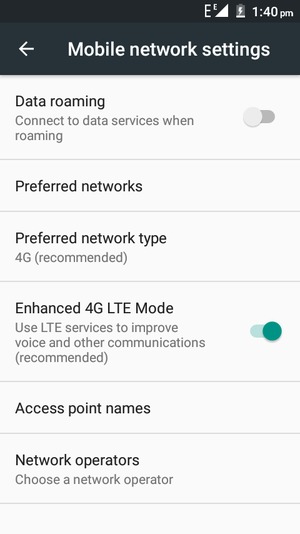 To change network if network problems occur, select Network operators