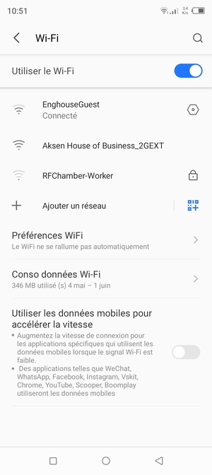 Vous êtes maintenant connecté au réseau Wi-Fi