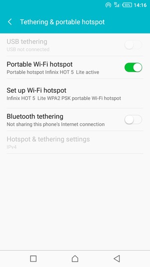 Your phone is now set up for use as a modem