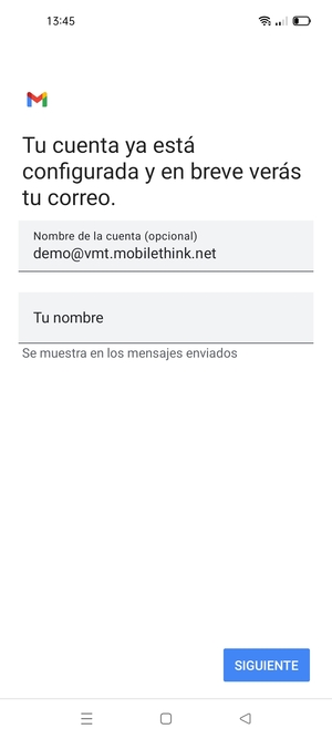 Déle a su cuenta un nombre y escriba su nombre. Seleccione SIGUIENTE