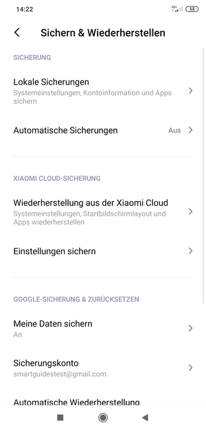 Wählen Sie Sicherungskonto