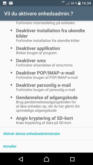 Scroll ned og vælg Aktivér denne enhedsadministrator