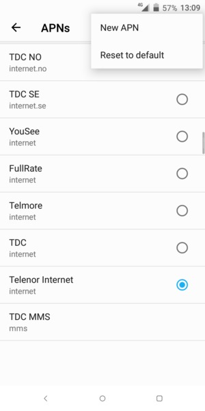 Select Reset to default