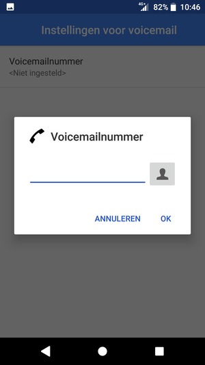 Voer het Voicemailnummer in en selecteer OK