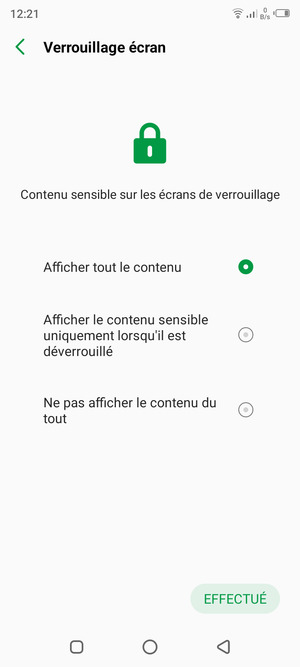 Sélectionnez votre option préférée et sélectionnez EFFECTUÉ