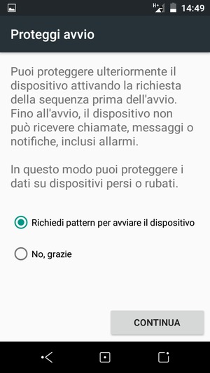 Seleziona la tua opzione preferita e poi CONTINUA