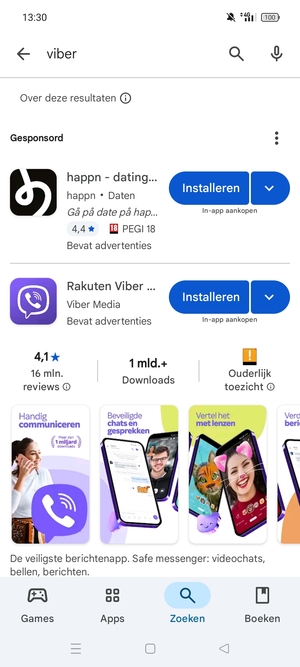 Selecteer de app