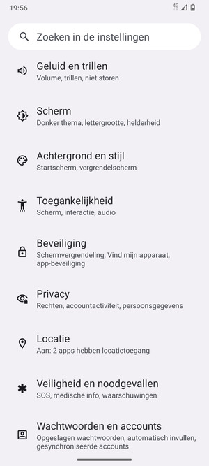 Scroll naar en selecteer Beveiliging
