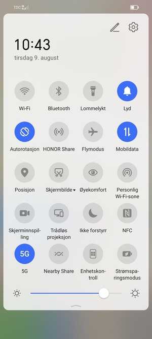 Juster lysstyrken til ønsket nivå