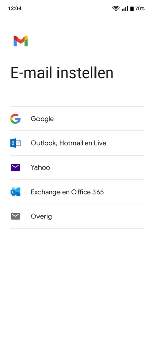 Selecteer Exchange en Office 365