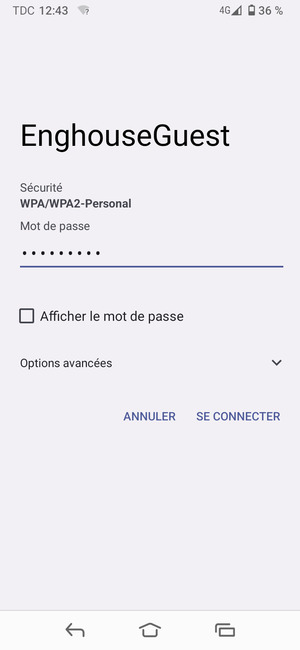 Saisissez le mot de passe du Wi-Fi et sélectionnez SE CONNECTER