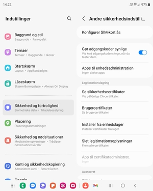 Vælg Konfigurer SIM-kortlås