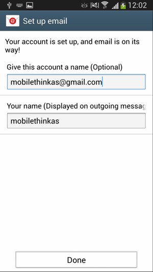 Give your account a name and enter your name. Select Done
