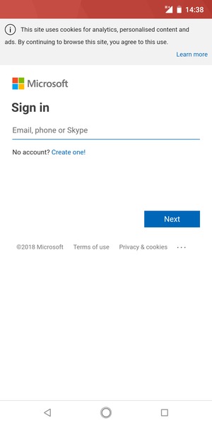 Enter your Email address and select Next